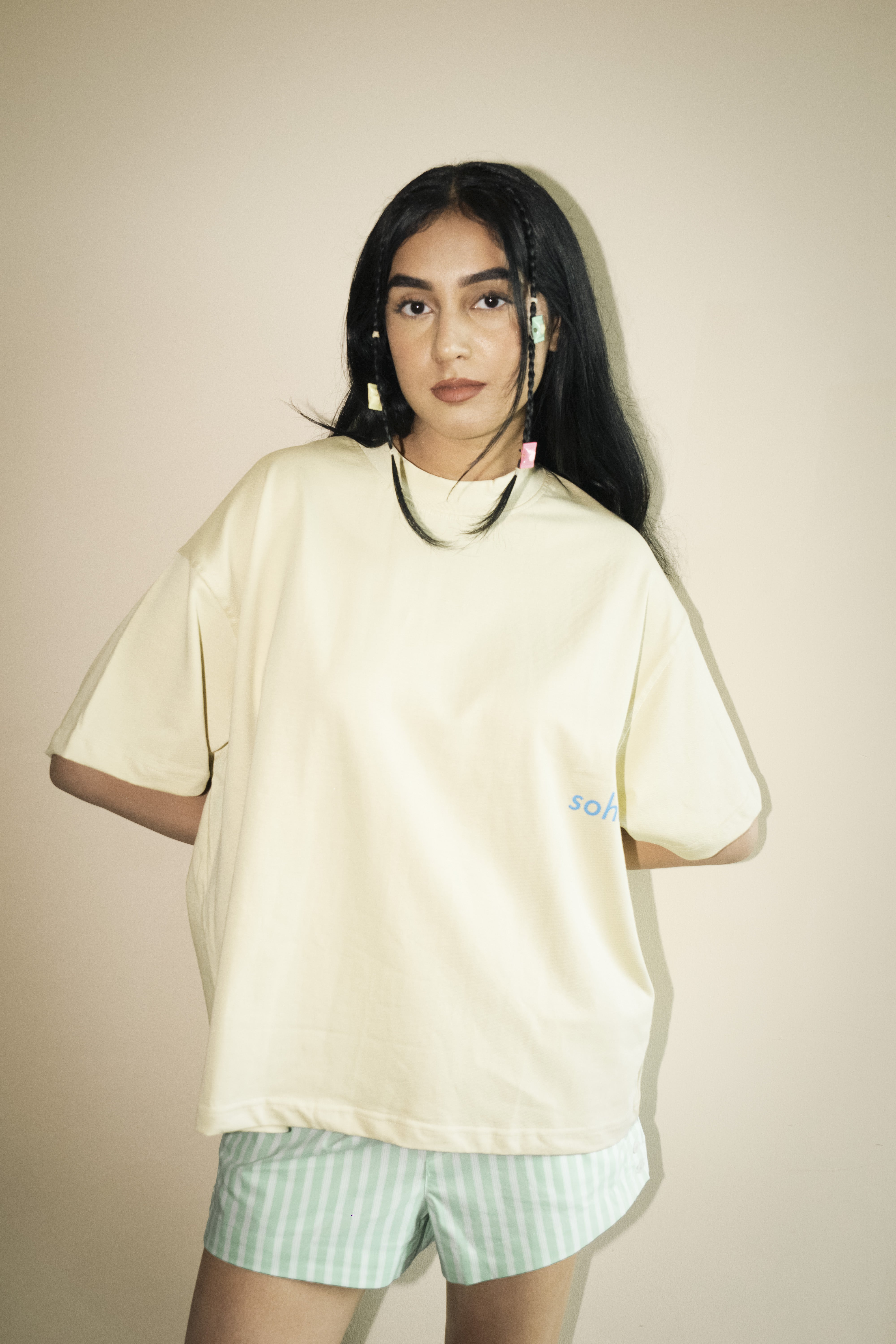 Front Puff Print Box Unisex T-shirt | Beige