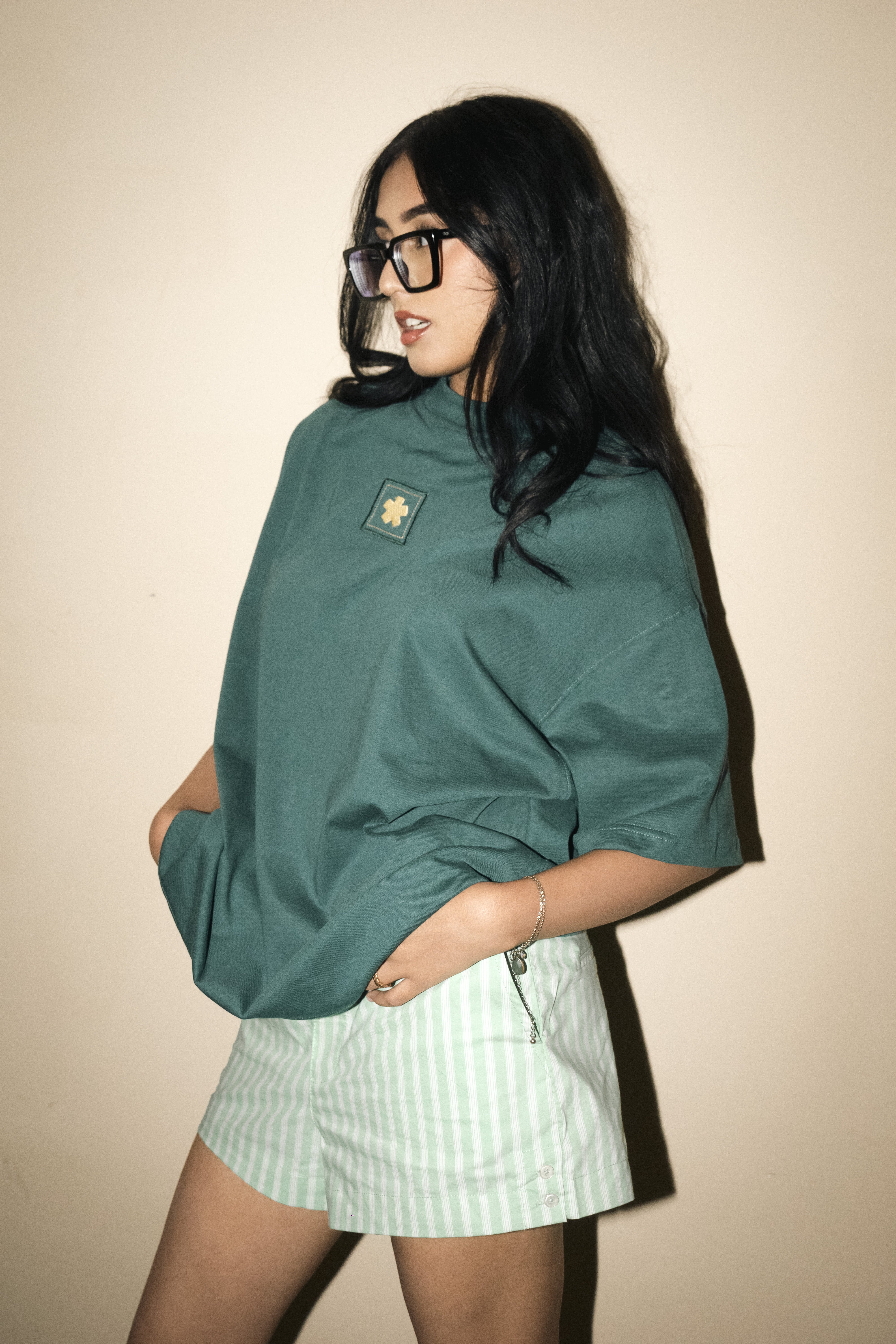 Back Embroidery Patch Box Unisex T-shirt | Green