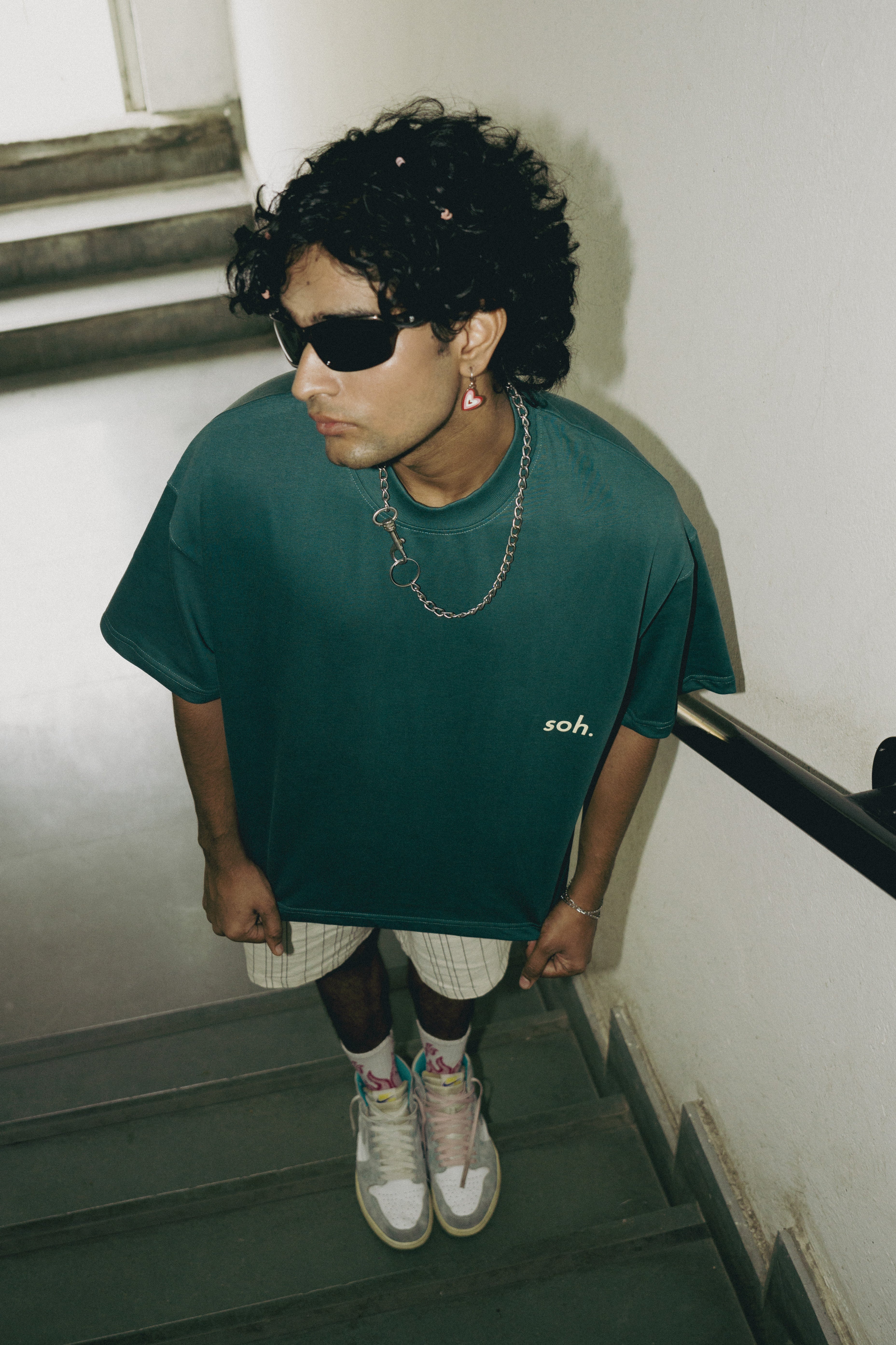 Front Puff Print Box Unisex T-shirt | Green