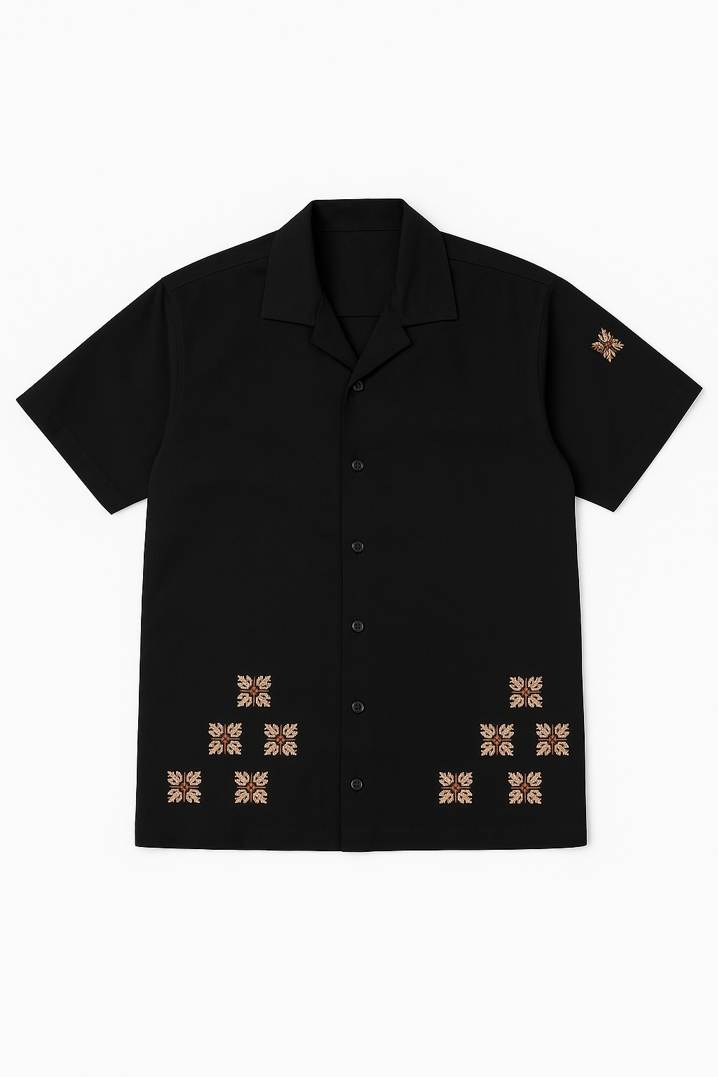 STITCHED IN BLACK LINEN UNISEX SHIRT